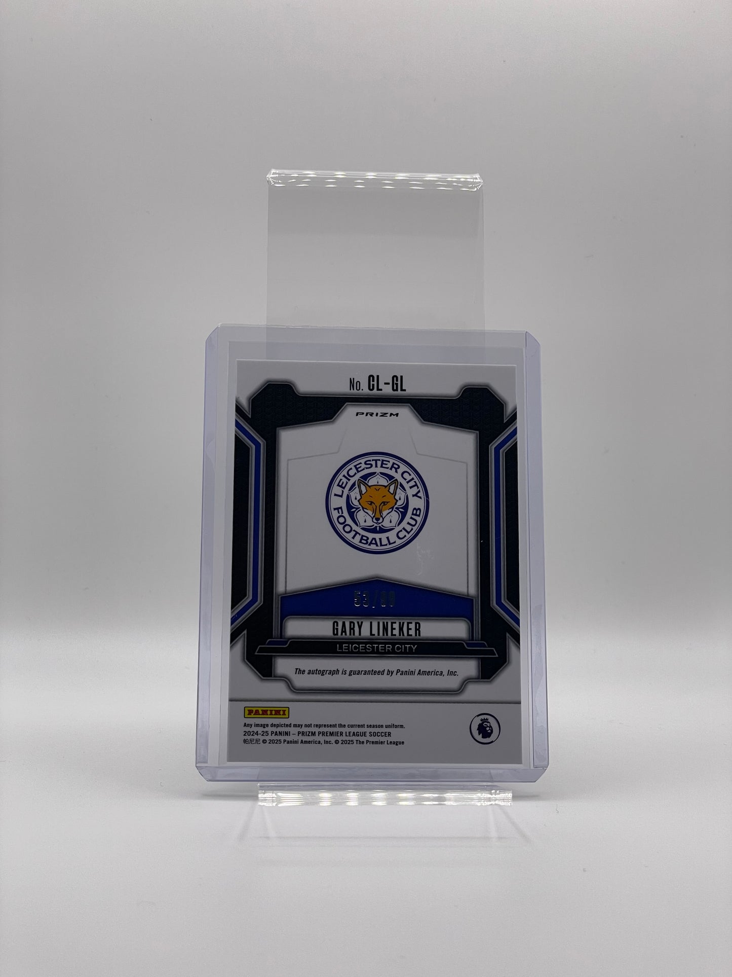 Gary Lineker Silver Autograf /99 - Panini Prizm Premier League 24/25