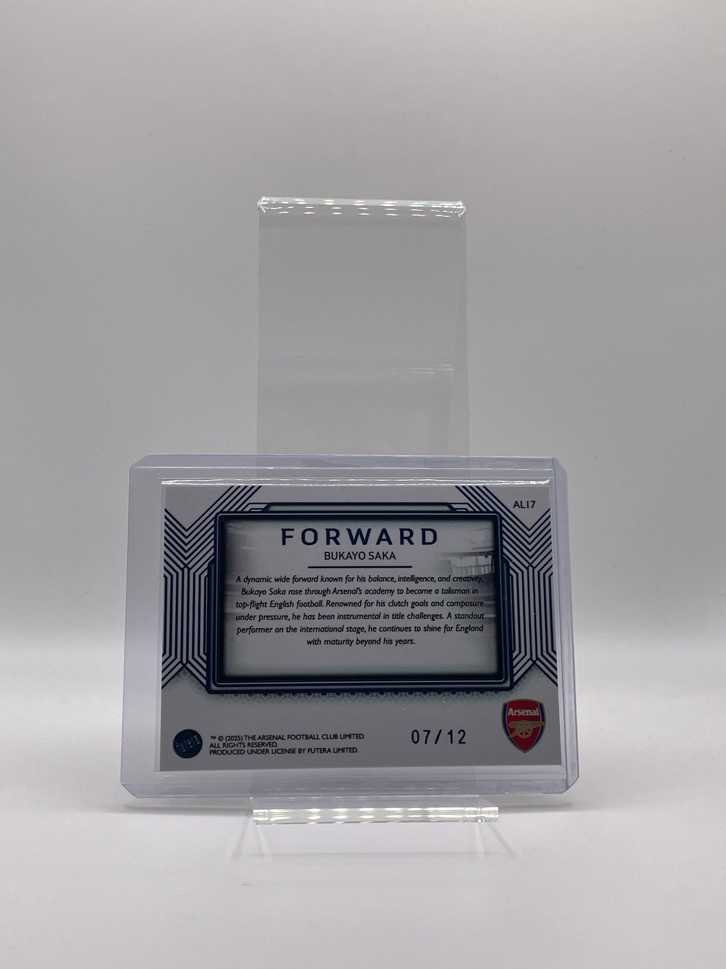 Bukayo Saka /12 - Futera Arsenal Platinum 25/26