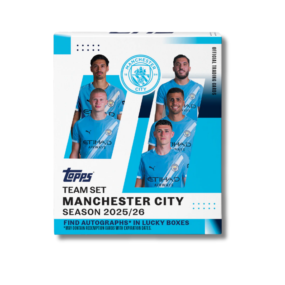 Topps Manchester City Team Set 25/26 - Hobby Box – Drakendavids.se Topps Manchester City Team Set 25/26 - Hobby Box – Drakendavids.se