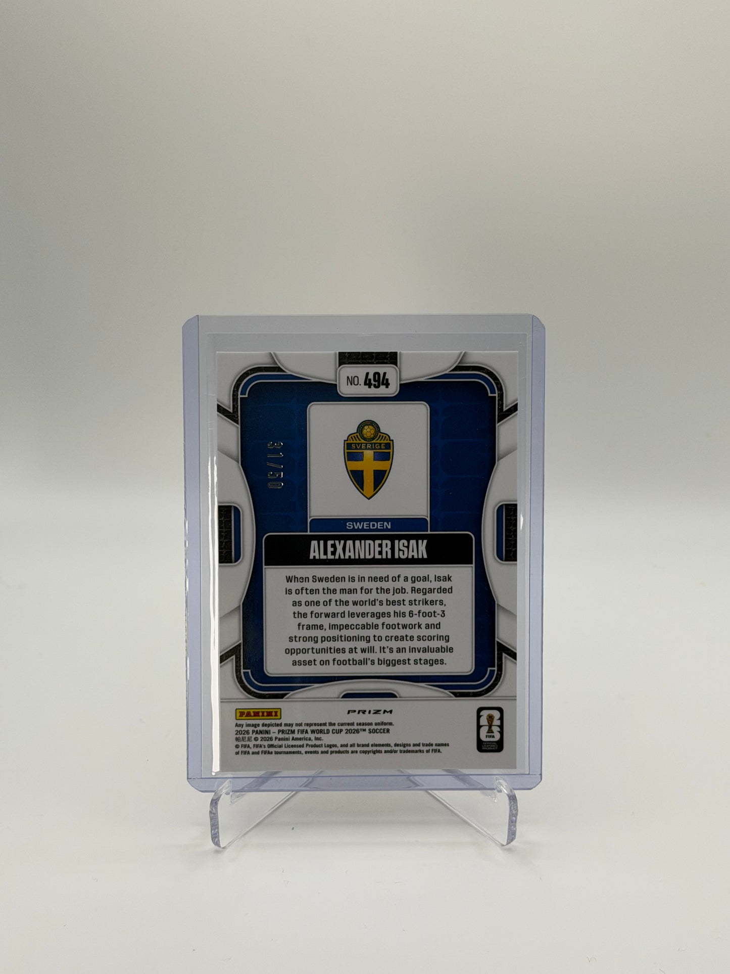 Alexander Isak /50 - Panini Prizm FIFA World Cup 2026