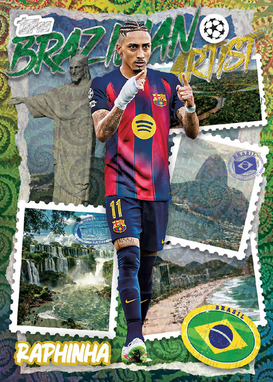 2025-26-topps-carnaval-uefa-club-competitions-soccer-cards-brazilian-artist-insert-raphinha