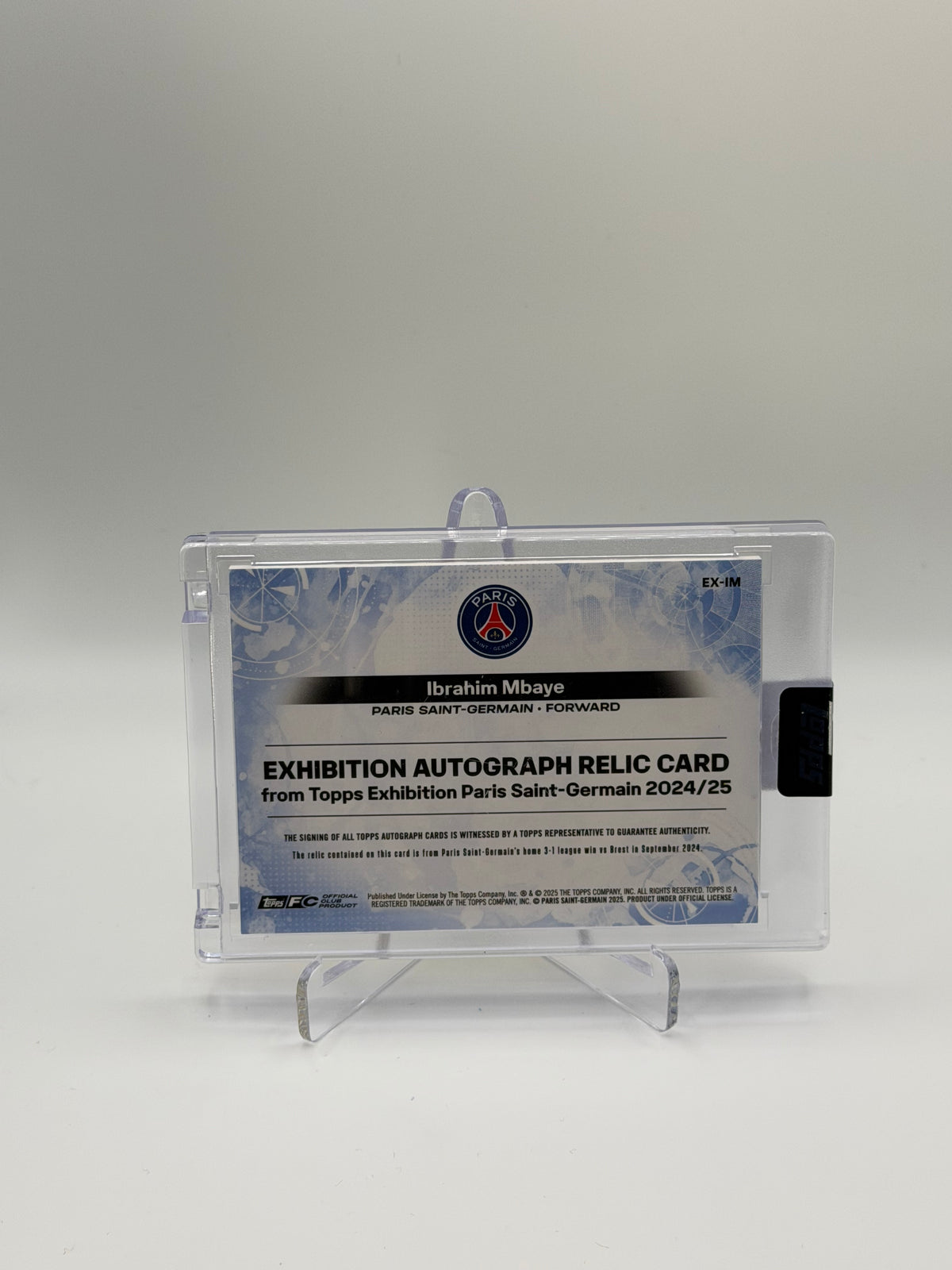 Ibrahim Mbaye Oncard Auto Memorabilia /50 - Topps Exhibition Paris Saint-Germain 24/25