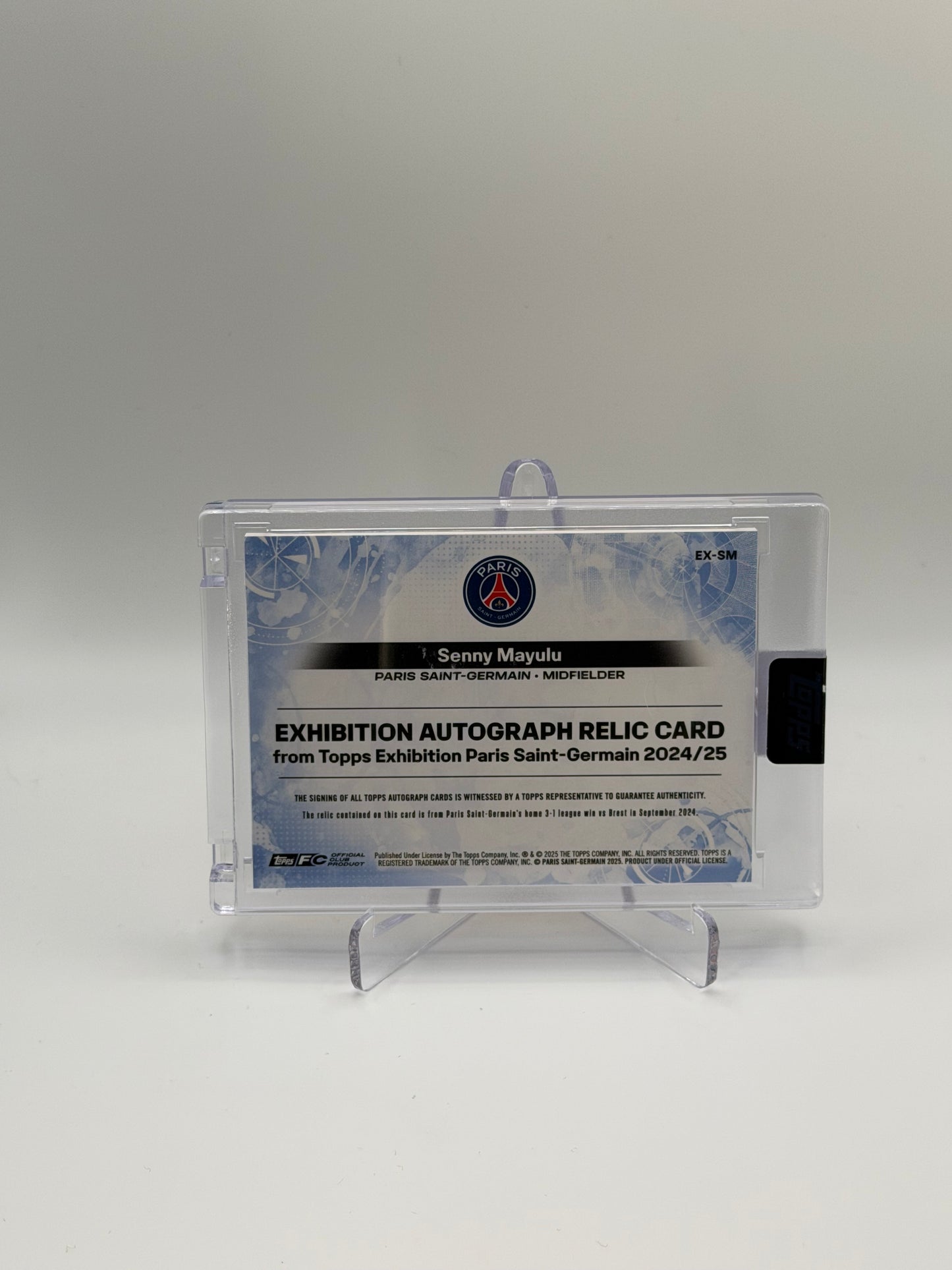 Senny Mayulu Oncard Auto Memorabilia /25 - Topps Exhibition Paris Saint-Germain 24/25