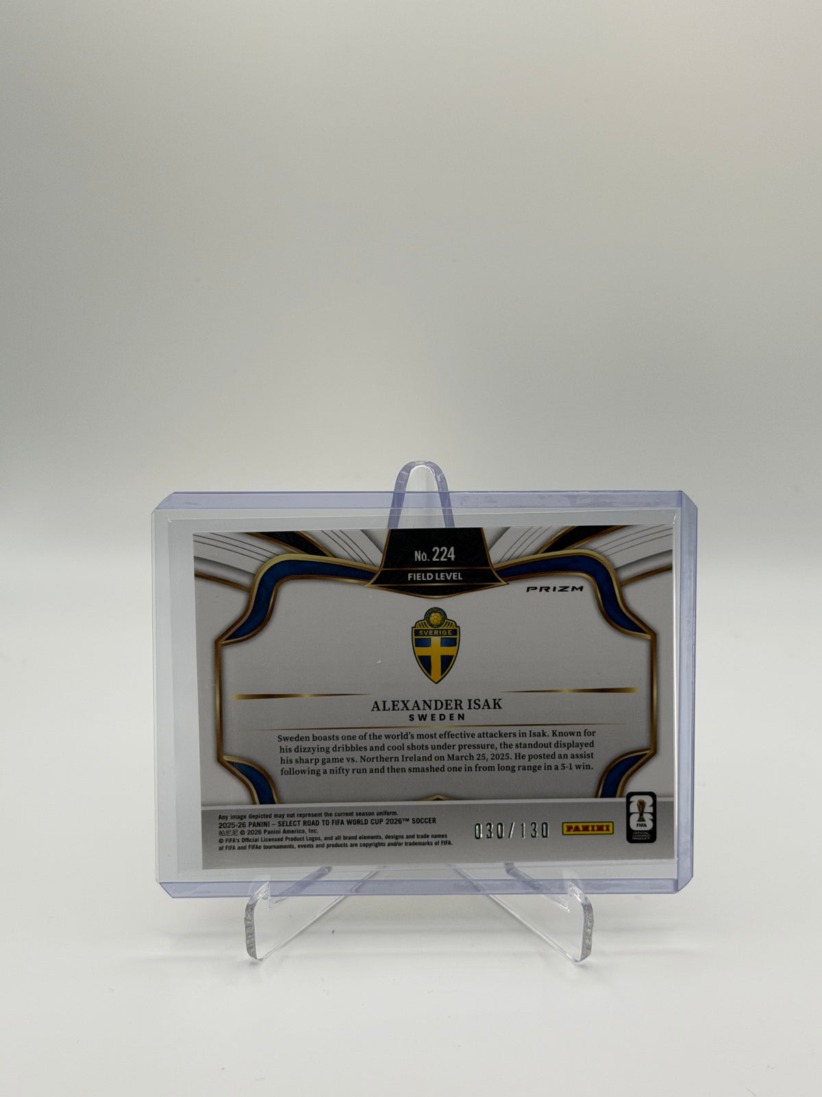 Alexander Isak /130 - Panini Select FIFA Road To World Cup 2026
