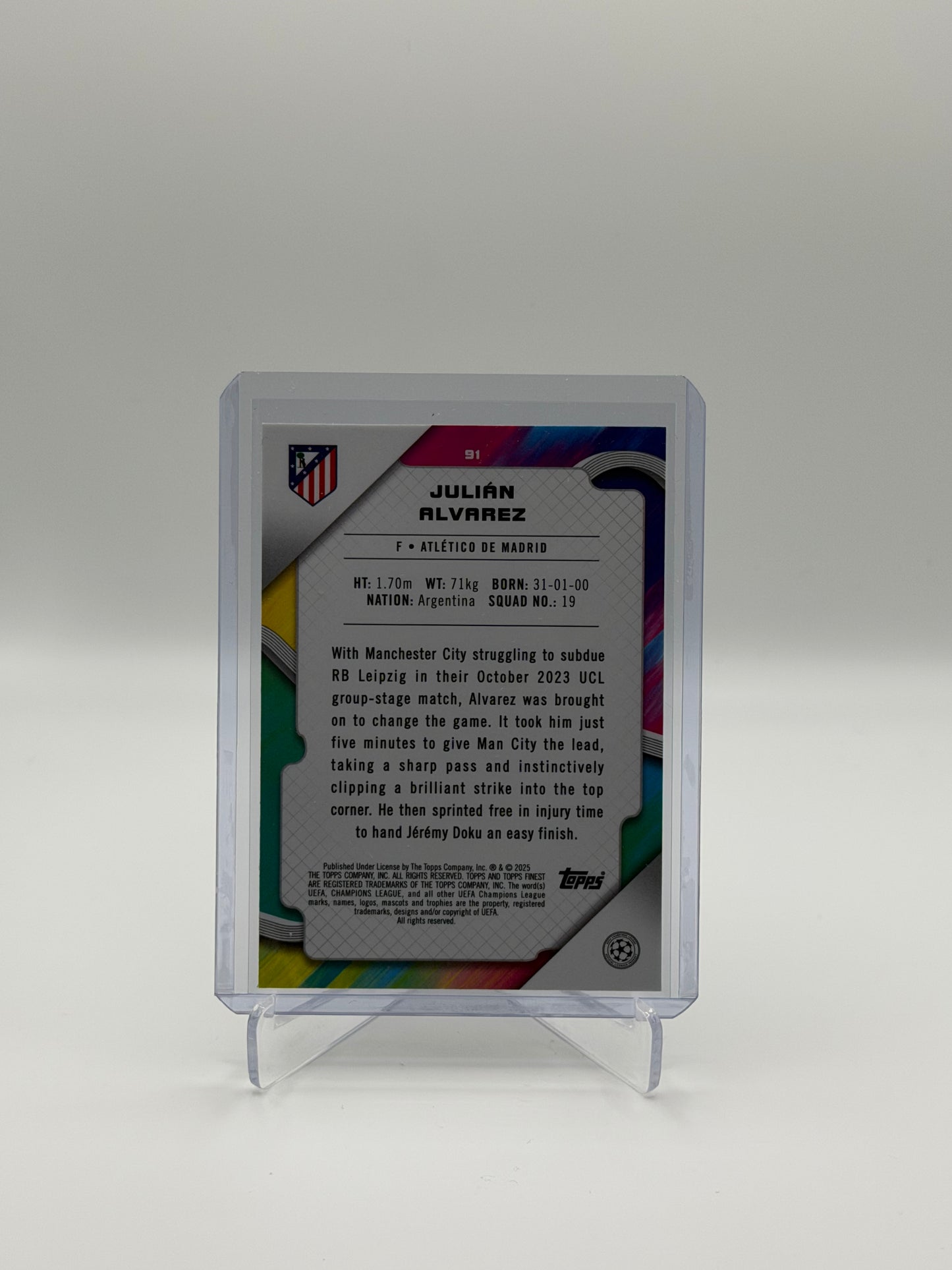 Julian Alvarez /275 - Topps Finest UCC 24/25