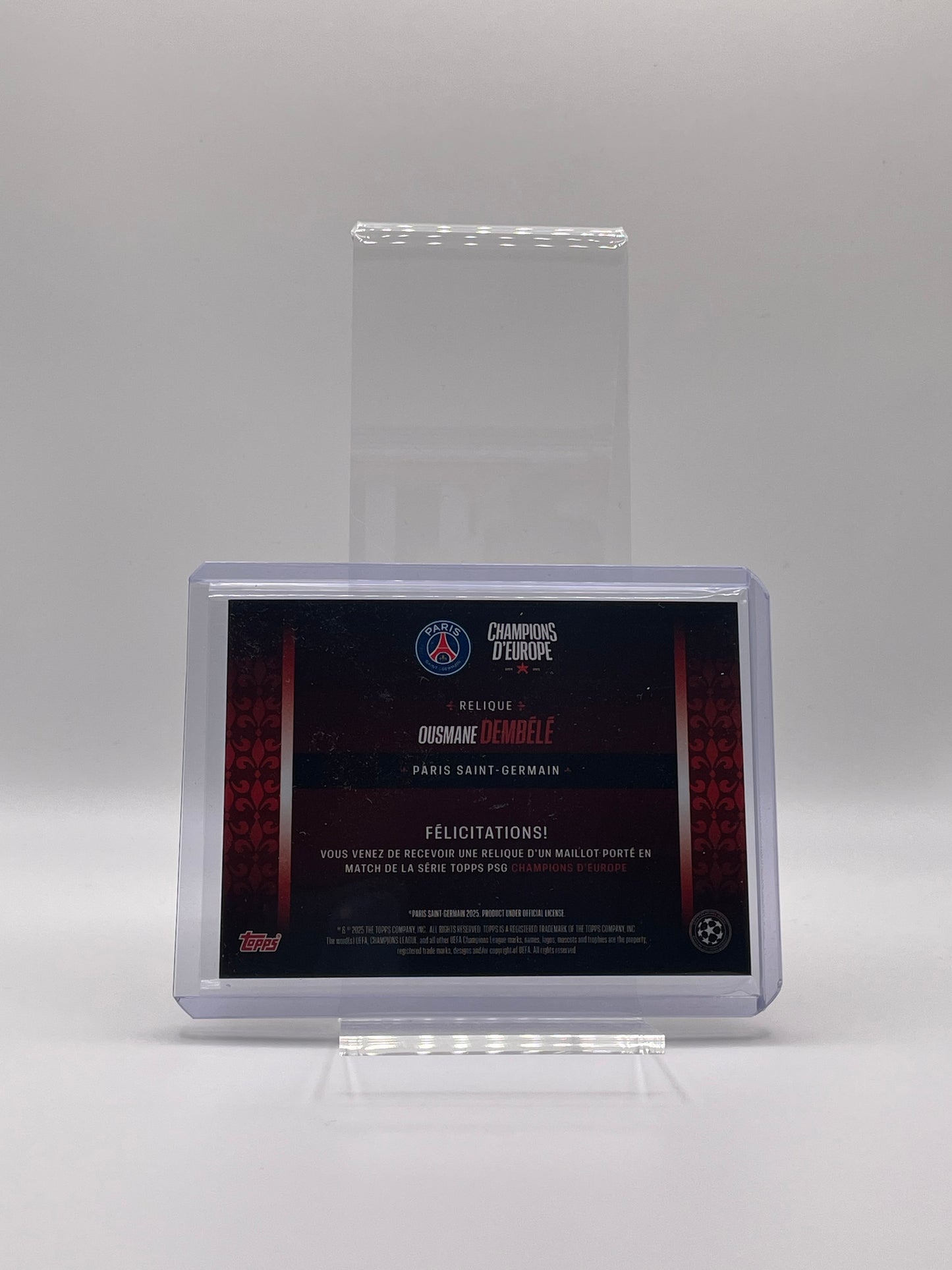 Ousmane Dembélé Memorabilia /5 - Topps Paris Saint-Germain Champions D'Europe 24/25